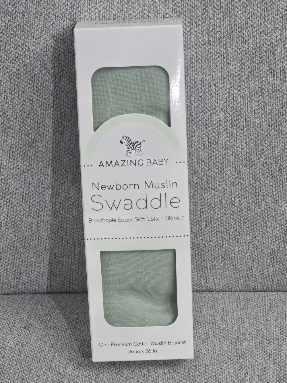 NIB Amazing Baby Newborn Muslin Swaddle - Sage Green